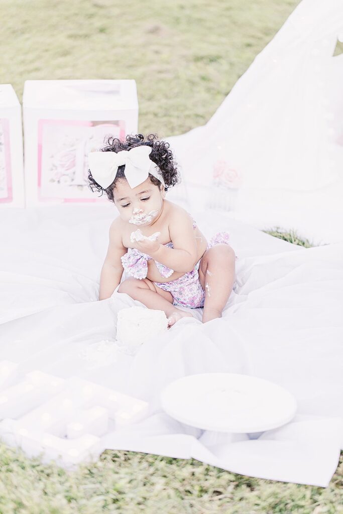 Smash the Cake Session to Celebrate a First Birthday; Clara Farag Photography; natural light photographer Raleigh, NC;