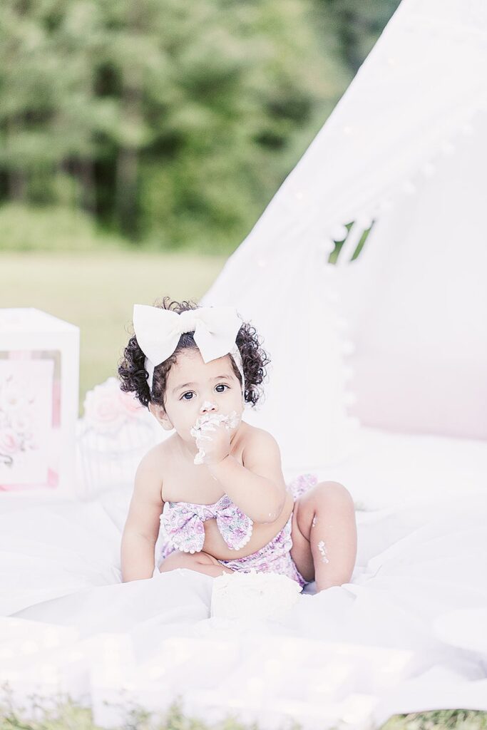 Smash the Cake Session to Celebrate a First Birthday; Clara Farag Photography; natural light photographer Raleigh, NC;