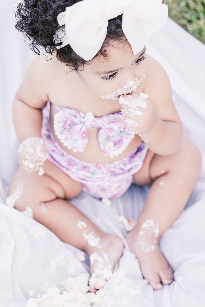 Smash the Cake Session to Celebrate a First Birthday; Clara Farag Photography; natural light photographer Raleigh, NC;